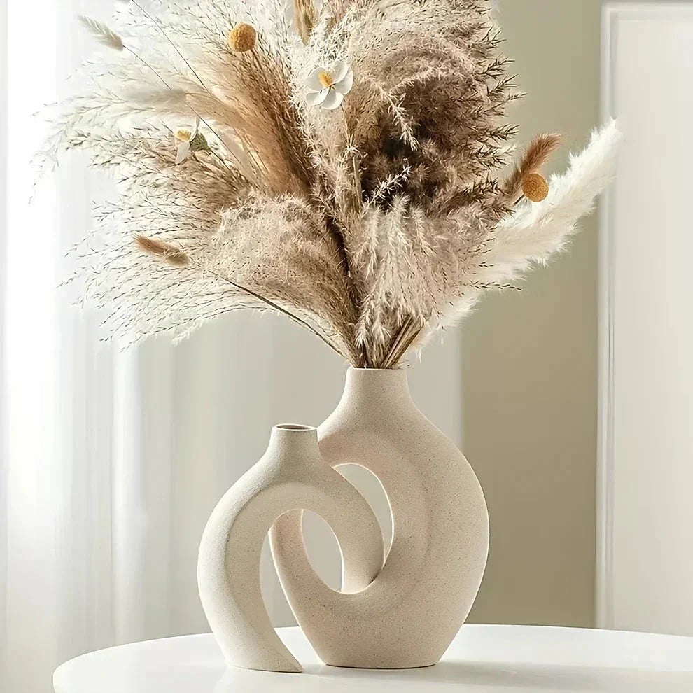 DuoFlora - Ceramic Flower Vase Room Decor ZYLA HOMES White